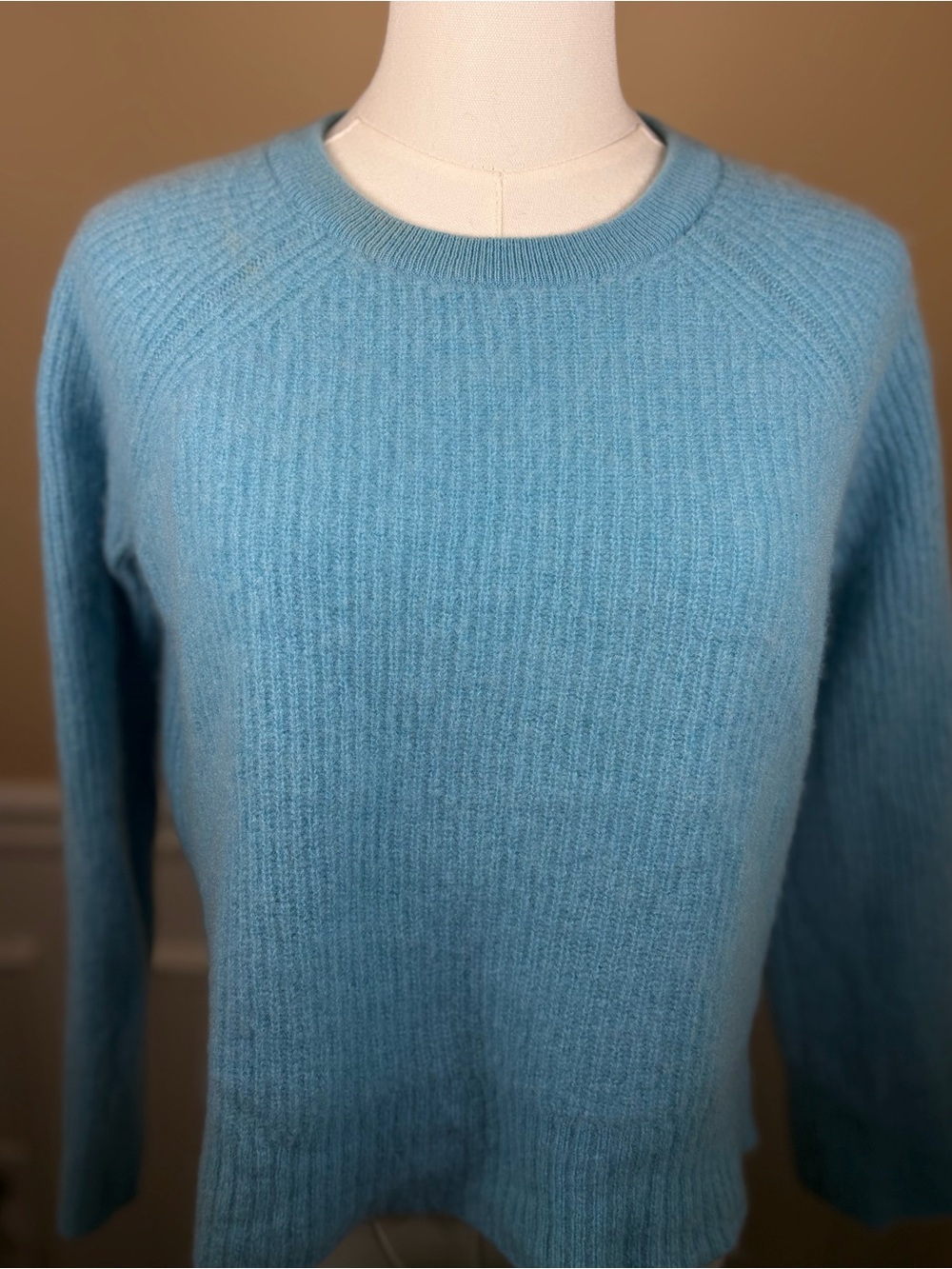 🩵 Vineyard Vines 100% Cashmere Ribbed Crewneck Sweater S Aqua Blue